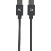 Manhattan USB 2.0 Typ C-Kabel, Typ C-Stecker auf Typ C-Stecker, 480 Mbit/s, 1 m, schwarz, 1 m, USB C, USB C, USB 2.0, 0,48 Gbit/s, Schwarz
