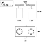 The Light Group SLC LED-Einbaustrahler Art, 2-fl., weiß, 3.000 K, Aluminium
