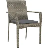 vidaXL 5-tlg. Garten-Essgruppe mit Kissen Grau Poly Rattan