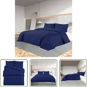 The Living Store Bettwäsche-Set Marineblau 220x240 cm Baumwolle
