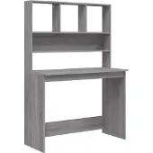 The Living Store Schreibtisch mit Regal Grau Sonoma 102x45x148 cm Holzwerkstoff