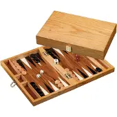 Philos Backgammon Mathraki klein aus Holz, Brettspiel ab 6 Jahre