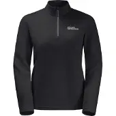 Jack Wolfskin Stehkragenpullover "TAUNUS HZ W", Damen, Gr. XL (46), schwarz, Obermaterial: 100% Polyester, Pullover Stehkragenpullover, Fleecepullover, Halfzip-Reißverschluss, Stehkragen