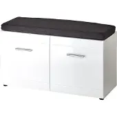 Germania Schuhbank "Adana", weiß (weiß hochglanz), B:96cm H:51cm T:40cm, Holzwerkstoff, MDF, Sitzbänke, Schuhbank, 96 x 51 x 39cm, verstellbare Böden, Hochglanz-Fronten, Made in Germany