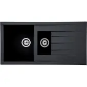 Respekta Küchenspüle Einbauspüle Spüle Granit Mineralite 100x50 Schwarz Houston, 1,5 Becken
