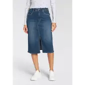Kangaroos Jeansrock , Damen, Gr. 32, blau (blau used), Denim/Jeans, Obermaterial: 98% Baumwolle, 2% Elasthan, unifarben, Basic, figurbetont ca. Mitte Wade, Röcke Jeansrock, in Midilänge mit Schlitz