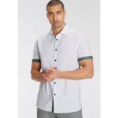 Bruno Banani Kurzarmhemd "mit kurzen Ärmel", Herren, Gr. 35/36, D-Gr, weiß, Popeline, Obermaterial: 97% Baumwolle, 3% Elasthan, Basic, tailliert, Aufschlag, Hemden Kurzarmhemd