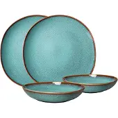 Villeroy & Boch Geschirr-Set "Lave glacé", blau (hellblau), 4 Stk., Steingut, LIKE. BY , Geschirr-Sets, Geschirr-Set, Teller Set, Effektglasur, Steingut