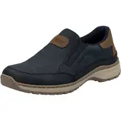 Rieker Slipper , Herren, Gr. 41, bunt (nachtblau, braun), Lederimitat, Basic, Schuhe Slipper, Slip-on-Sneaker, Freizeitschuh, Halbschuh mit Gummizug