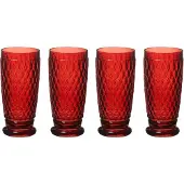 Villeroy & Boch Longdrinkglas "Longdrinkgläser Boston Coloured 400 ml 4er Set", rot, Glas, Trinkgefäße, Longdrinkglas