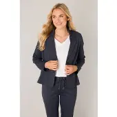 Base Level Jackenblazer "Thea", Damen, Gr. 40, blau (dunkelblau), Web, Obermaterial: 75% Polyamid, 25% Elasthan, unifarben, hüftbedeckend, V-Ausschnitt, Blazer Jackenblazer, mit Stretch