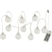 J-Line Girlande 10 Kugel+Led Glattes Glas Transparent