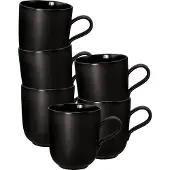 Seltmann Becher WEIDEN "Kaffeebecher Liberty Velvet Black 400 ml 6er Set schwarz", schwarz, 6 tlg., Porzellan, Trinkgefäße, Becher