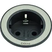 Schulte elektrotechnik EVOline ONE Steckdose schwarz-Ring Edelstahl für Plattenstärke 9-25 mm