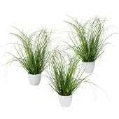 Creativ Green Kunstgras "Grasbusch", grün, H:40cm, Kunststoff, Kunstpflanzen, Kunstgras, 3er Set, im dekorativen Kunststofftopf