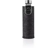 EQUA Trinkflasche "Mismatch", silber (transparent, silberfarben), H:25,5cm, Borosilikatglas, Trinkflaschen, Trinkflasche, Borosilikatglas, mit Filzcover und Metallgriff