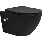 LuxeBath Spülrandloses Wand Hänge-WC mit Bidet-Funktion, Schwarz, lang, Tornadospülung