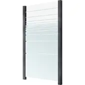 Staket Pro Zaun , grau, Pfosten: 2 Stk., Aluminium, Glas, Zaunelemente, Zaun, Glaszaun, Gesamtlänge: 1,217 m, 2 Pfosten