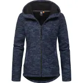Ragwear Sweatjacke "Kapuzenstrickjacke Lyshka Melange", Damen, Gr. L, blau (navy), Obermaterial: 56% Baumwolle CO. 44% Polyester PES. Futter: 100% Polyester PES., Sweatjacken Sweatjacke