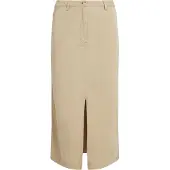 Tommy Hilfiger Webrock "CO TENCEL MIDI SKIRT", Damen, Gr. 36, beige, Web, Obermaterial: 63% Lyocell, 37% Baumwolle, unifarben, straight fit wadenlang, Röcke Webrock, mit Schlitz