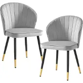 Wohnling Esszimmerstuhl 2er Set Samt Grau Küchenstuhl mit Metallbeinen Schalenstuhl Skandinavisches Polsterstuhl mit Stoffbezug Stuhl Gepolstert