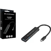 Conceptronic HUBBIES 4-Port-USB 3.0-Hub, USB-C-Anschluss, USB 3.2 Gen 1 (3.1 Gen 1) Type-C, 5000 Mbit/s, Schwarz, Aluminium, 0,15 m, USB