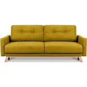 Konsimo Sofa 3 Personen mit ausziehbare Liegfläche "VISNA", Gelb, Stoff, Scandinavian, 220x79x95
