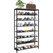 VCM Schuhregal "Metall Holz Schuhregal Schuhablage 7 Fächer Taliro", braun (honig, eiche), B:90cm T:30cm, Regale, Schuhregal