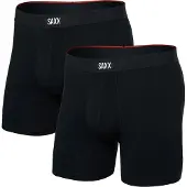 Saxx - Vibe Xtra Boxer Brief Fly 2-Pack - Kunstfaserunterwäsche Gr L schwarz