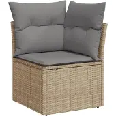 The Living Store Garten-Ecksofa mit Kissen Beige Poly Rattan