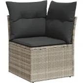 The Living Store Garten-Ecksofa mit Kissen Hellgrau Poly Rattan
