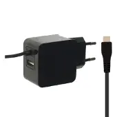 Enzo Einzel-USB-Ladegerät, Micro-USB, 1 Meter, 15 W, 3 A – Schwarz