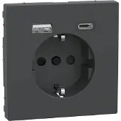Merten MEG2367-6034 Steckdose mit USB-Typ A + C Ladegerät D-Life anthrazit