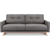 Konsimo Sofa 3 Personen mit ausziehbare Liegfläche "VISNA", Dunkelgrau, Stoff, Scandinavian, 220x79x95
