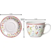 Ritzenhoff & Breker Tasse "Milchkaffee Tassen mit Untertassen Shanti 350 ml 6er Set bunt", bunt, 12 tlg., Porzellan, Trinkgefäße, Tasse