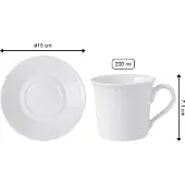 Villeroy & Boch Tasse "Kaffeetassen mit Untertassen Cellini 200 ml 6er Set weiß", weiß, B:2cm H:2cm Ø:15cm, Porzellan, Trinkgefäße, Tasse, Spülmaschinengeeignet, Mikrowellenfest