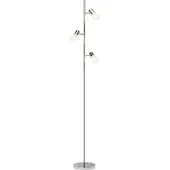 Brilliant LED Standleuchte Lea | zeitlose Stehleuchte | 3-flammig | Metall/Glas | eisen/chrom/weiß | Köpfe schwenkbar | 3x E14 max 4 W