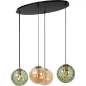 Lucide Pendelleuchte Monsaraz, grün/amber, 80 cm, E27, 4-flammig