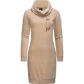 Ragwear Sweatkleid "Sweatkleid Chloe Velvet", Damen, Gr. S, N-Gr, beige (sand23), Obermaterial: 62% Baumwolle CO. 35% Polyester PES. 3% Elasthan EL., Kleider Sweatkleid