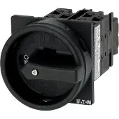 Eaton 008268 Hauptschalter, T0, 20 A, Einbau, 4 Baueinheit(en), 8-polig, HALT-Funktion, mit schwarzem Drehgriff und Sperrkranz, abschließbar in