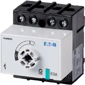 Eaton 1314157 Lasttrennschalter, DMM, 63 A, 3P + N (nicht schaltbar), STOPP-Funktion optional, ohne Drehgriff und Antriebsachse, Vertikalanschluss