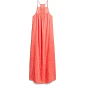 Superdry für Damen. W8011672A Langes Strandkleid Koralle mit Neckholder-Ausschnitt (L), Lässig, Viskose, Ärmellos / Hosenträger