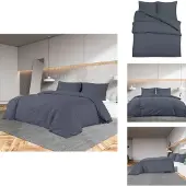 vidaXL Bettwäsche-Set Anthrazit 155x220 cm Baumwolle - Bettbezüge