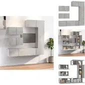 vidaXL 6-tlg. TV-Schrank-Set Betongrau Holzwerkstoff - TV-Möbel