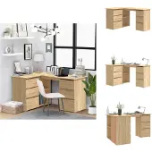 vidaXL Eckschreibtisch Sonoma-Eiche 145x100x76 cm Holzwerkstoff - Schreibtische