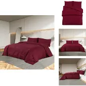 The Living Store Bettwäsche-Set Bordeauxrot 135x200 cm Baumwolle