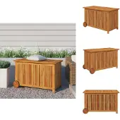 vidaXL Gartentruhe mit Rollen 90x50x58 cm Massivholz Akazie - Gartenboxen