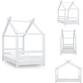 vidaXL Kinder-Bettgestell Weiß Massivholz Kiefer 70x140 cm - Baby- & Kleinkinderbetten