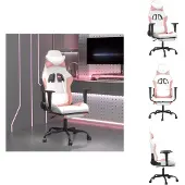 vidaXL Gaming-Stuhl mit Fußstütze Weiß und Rosa Kunstleder - Gaming-Sessel