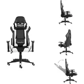 vidaXL Gaming-Stuhl Drehbar Weiß PVC - Gaming-Sessel
